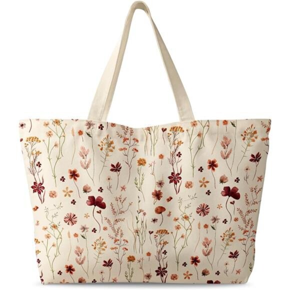 Large Tote Bag for Women Cat in Flower - Picture 1 of 6